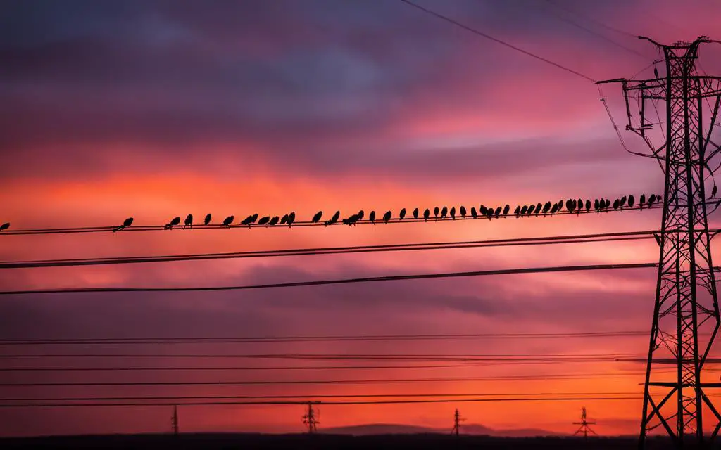 Birds Perching on Power Lines