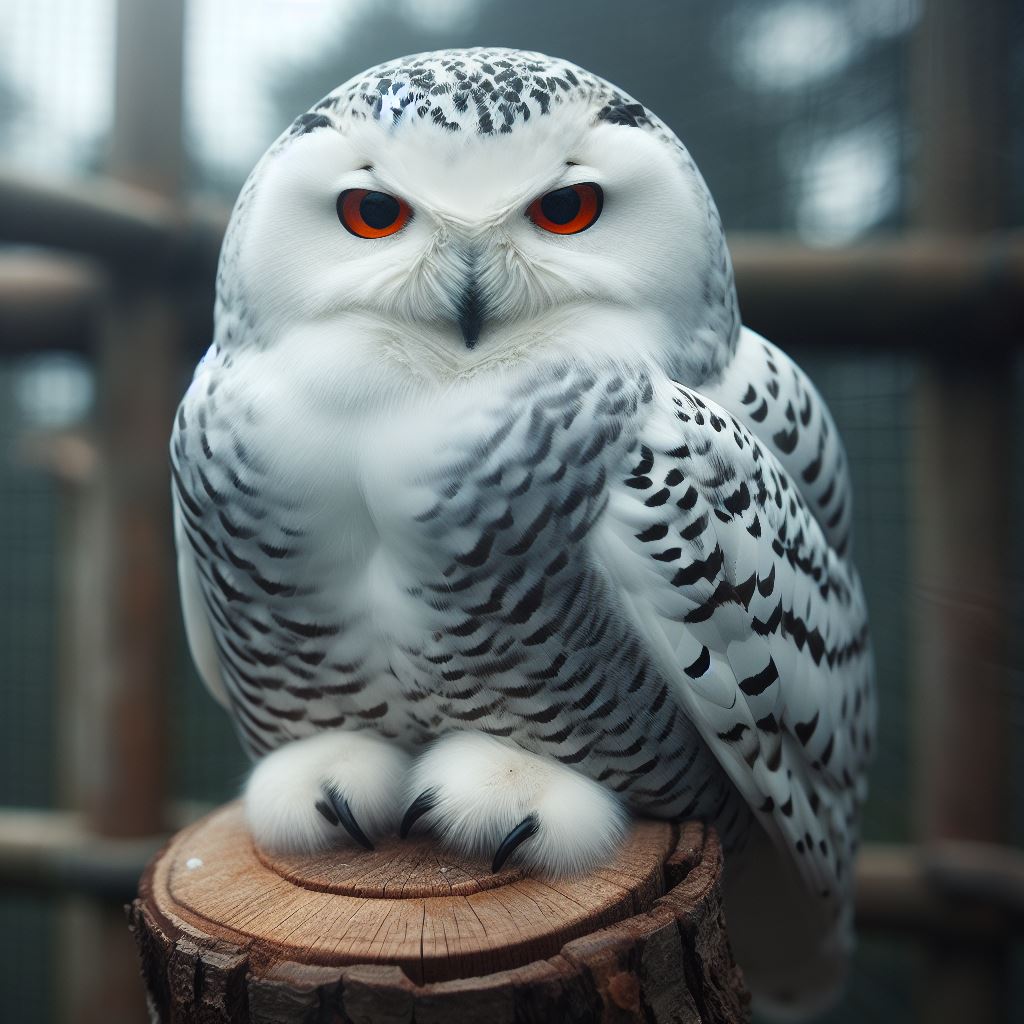 Endangered bird Snowy Owl (Bubo scandiacus)