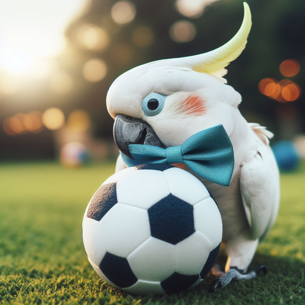 Cockatoo playing ball
