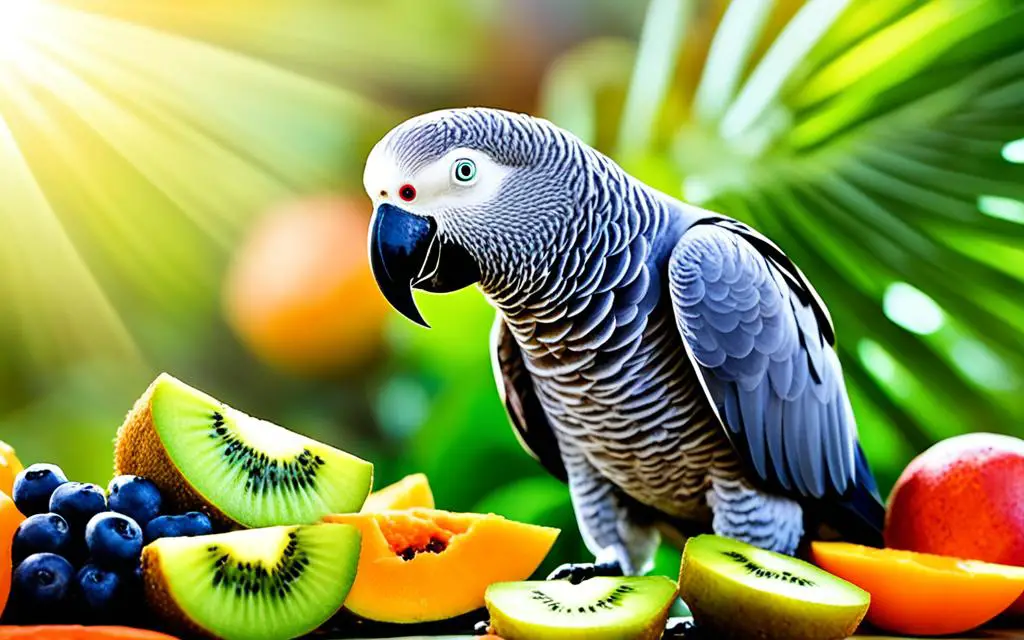 Parrot antioxidants in fruits promoting African Grey health