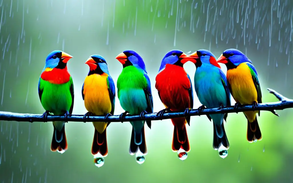 birds singing in the rain