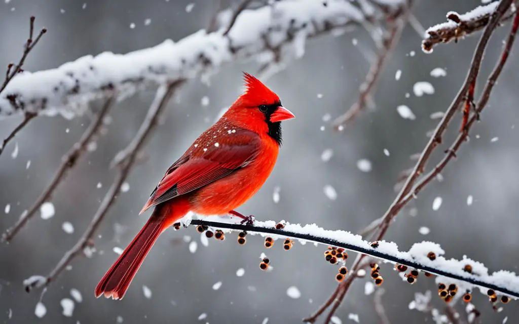 cardinal feeding in winter