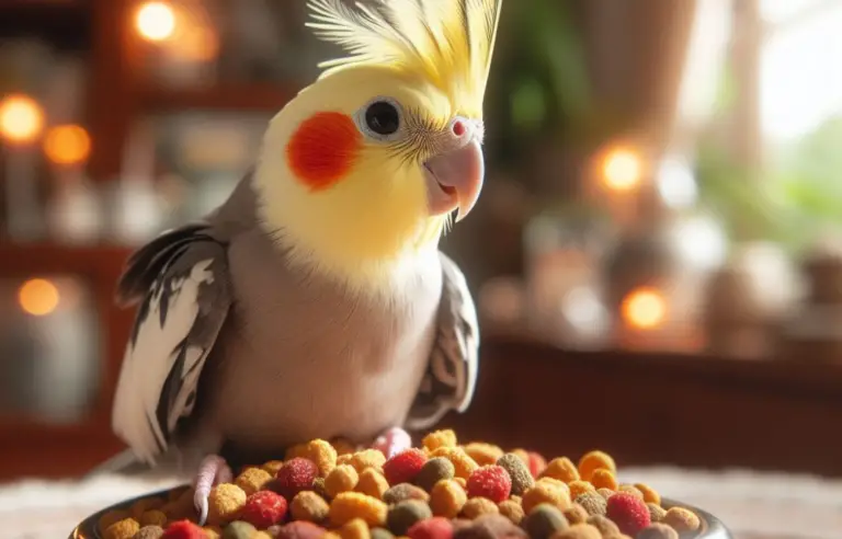 How often should I replenish my pet bird's food dish?