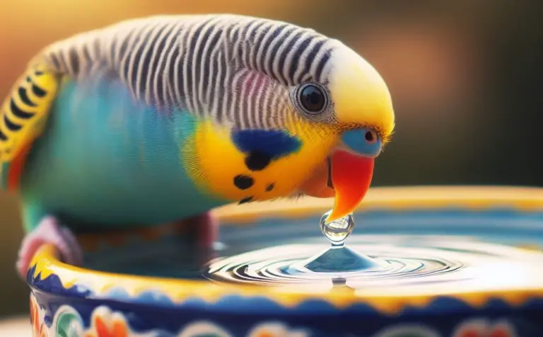 Parakeet drinking water