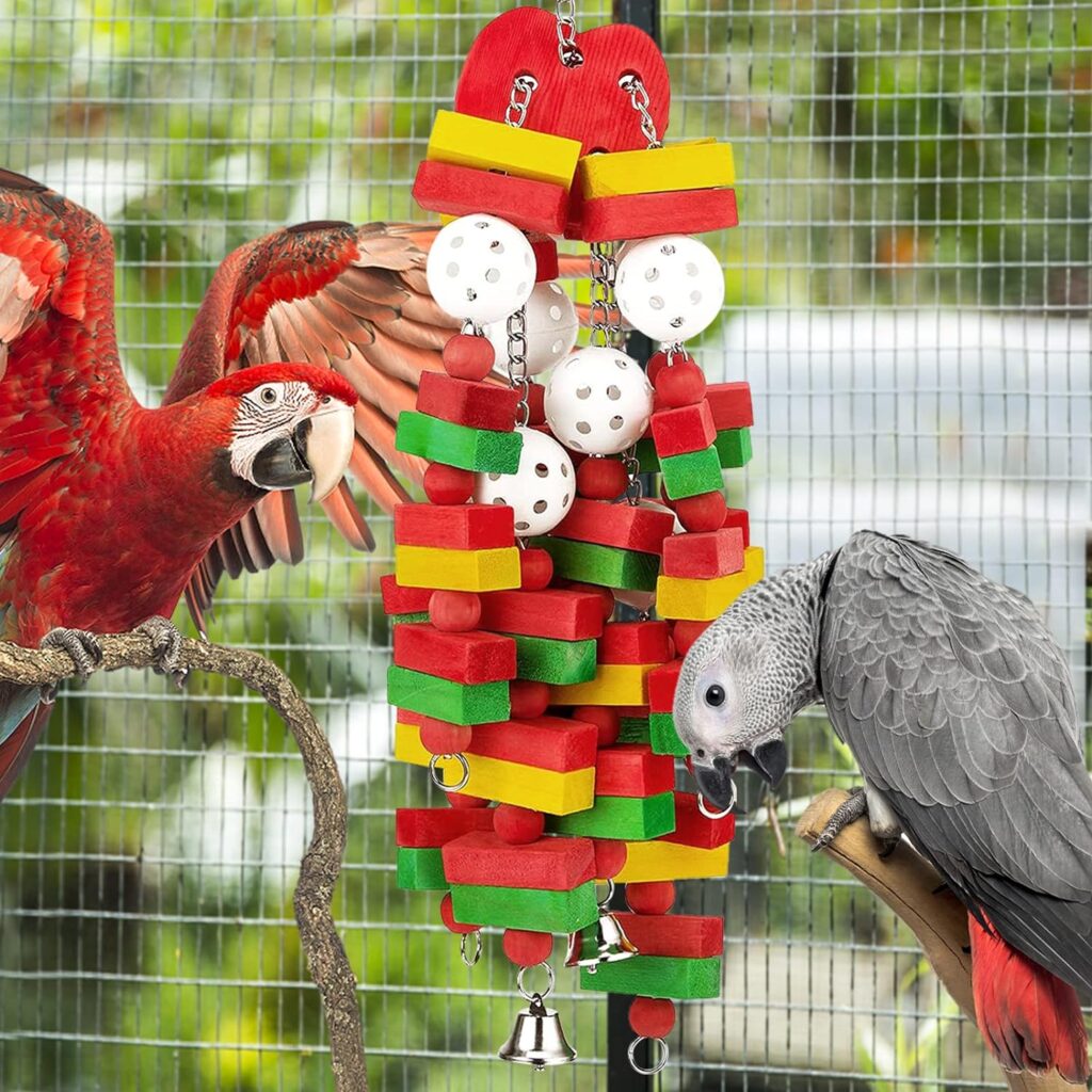 MEWTOGO Large Bird Parrot Toys for Cockatoos African Grey Macaws and Amazon Parrots