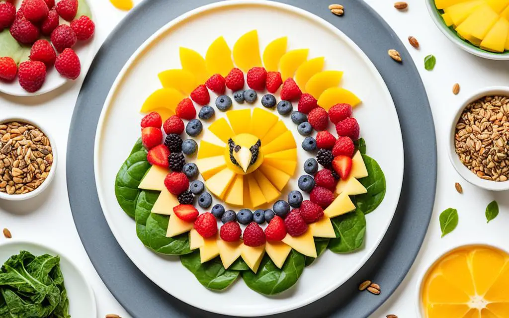 Bird Food Presentation with Fruit