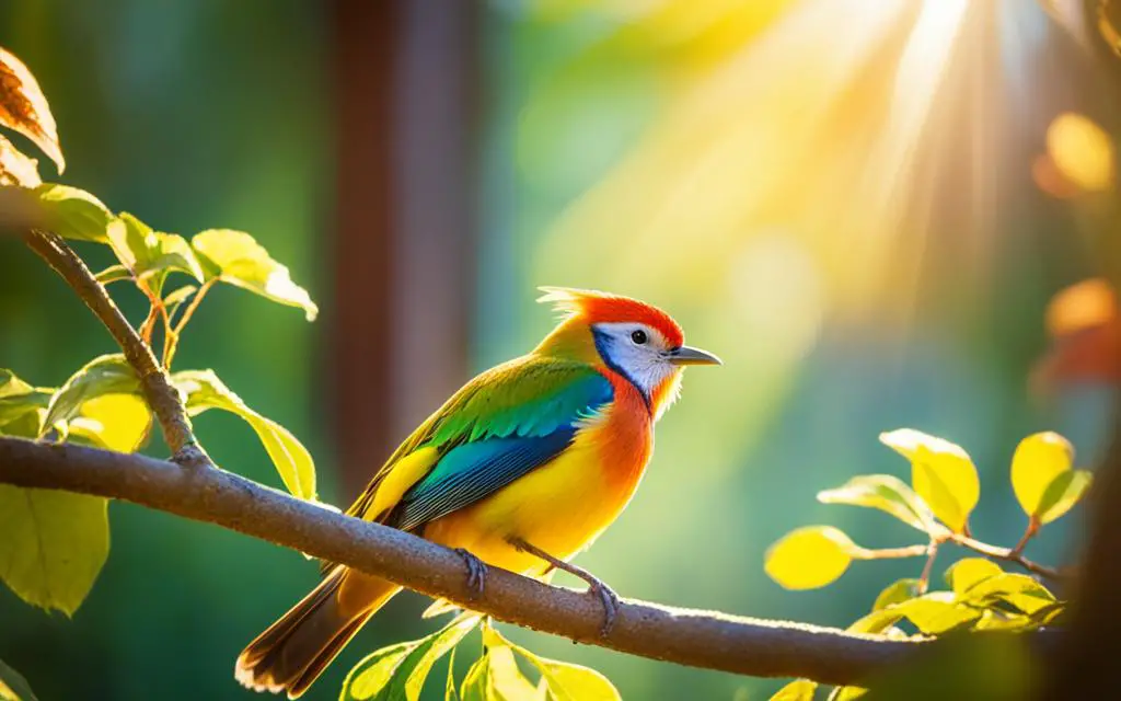 Bird enjoying natural sunlight