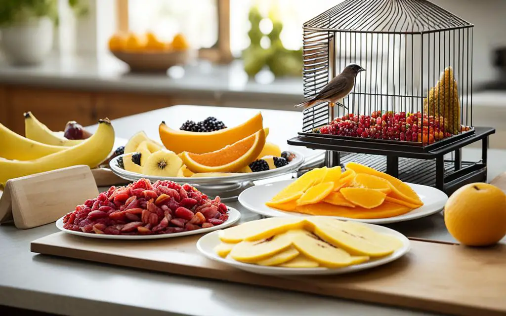 Dehydrating fruits for birds
