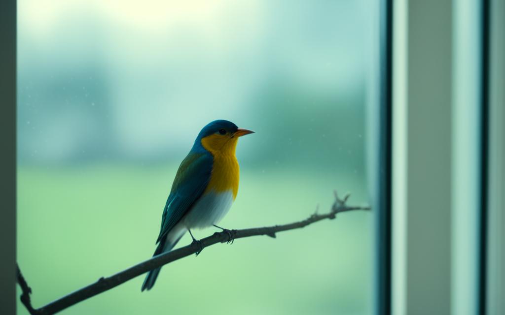 Pet bird near window safety