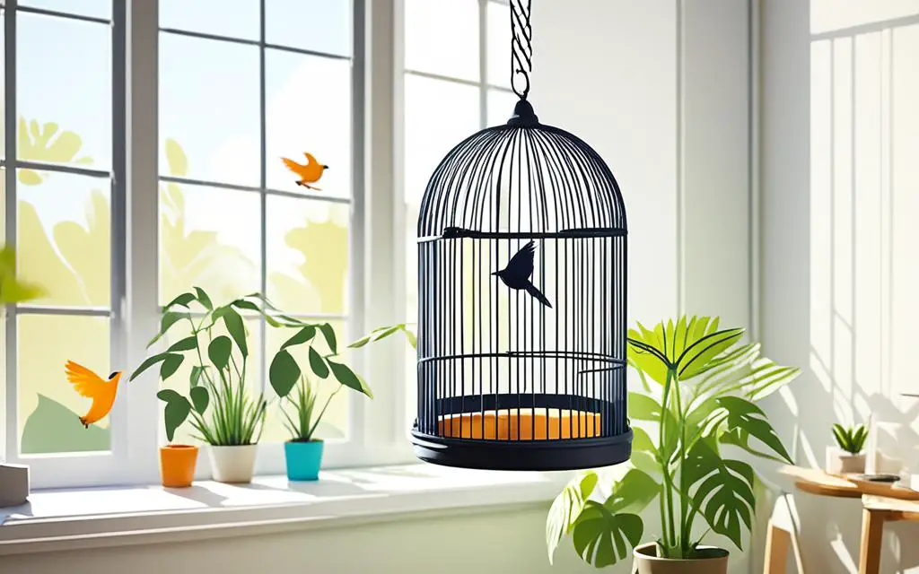 optimal bird cage position for sunbathing