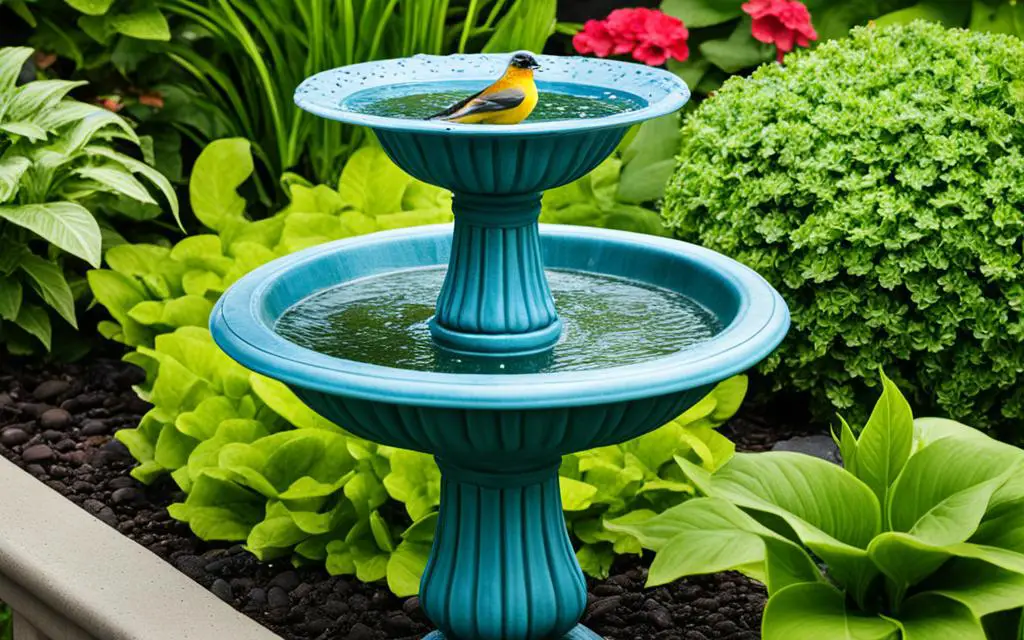 a bird in a bird bath