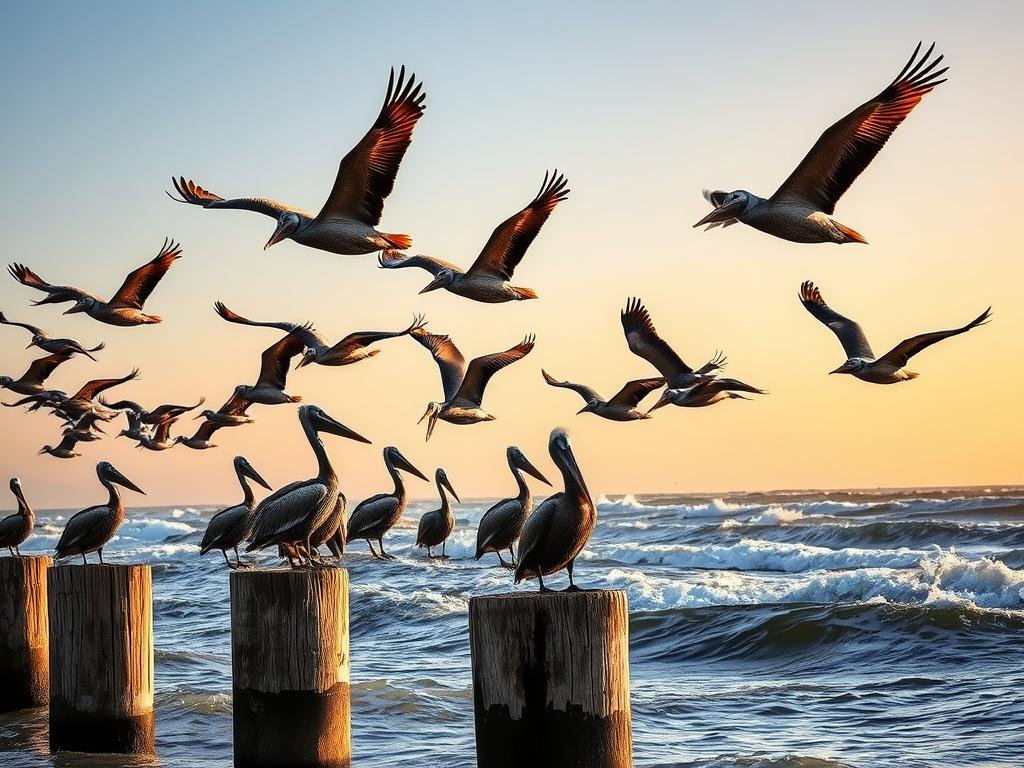 Brown Pelicans coastal hunters