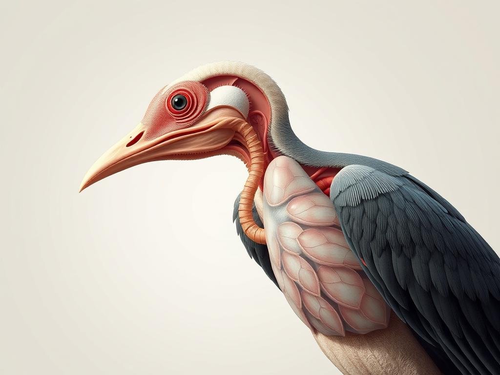 Detailed anatomical illustration of an avian respiratory system, showcasing the intricate network of air sacs, bronchi, and lungs. Set against a clean, minimalist background with muted tones, allowing the system's complexity to take center stage. Rendered with precise, technical accuracy using a high-resolution, close-up perspective that emphasizes the delicate structures. Soft, directional lighting accentuates the form and textures, creating a sense of depth and dimensionality. The overall aesthetic is educational and informative, suitable for a professional medical publication.