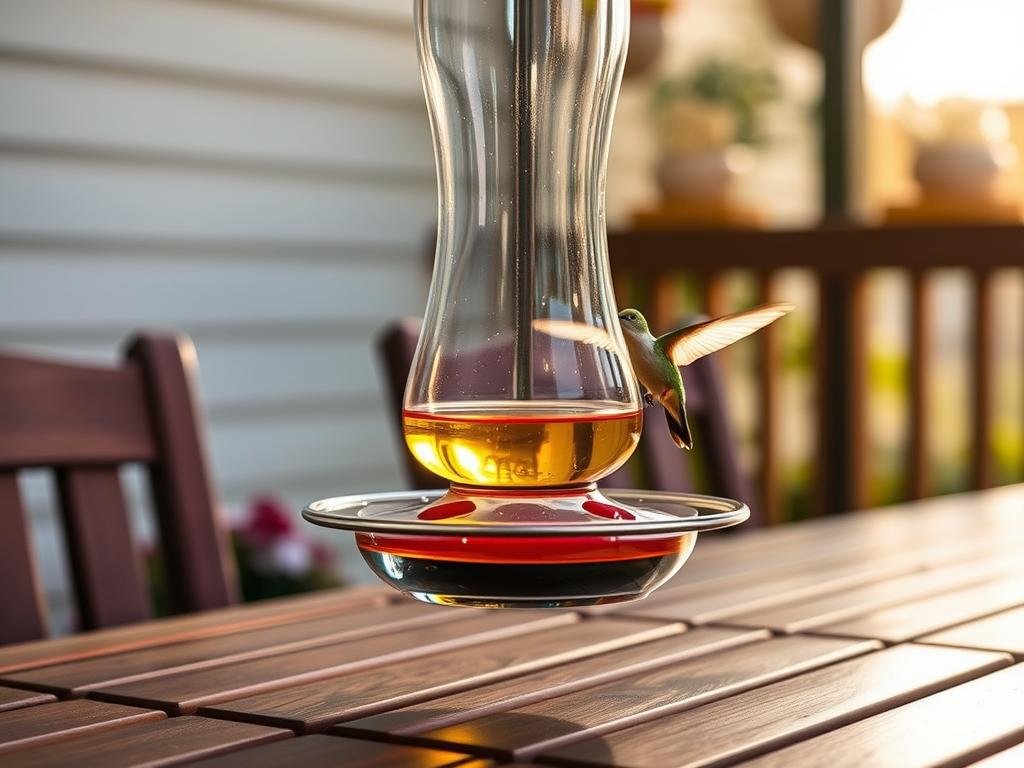 glass hummingbird feeder