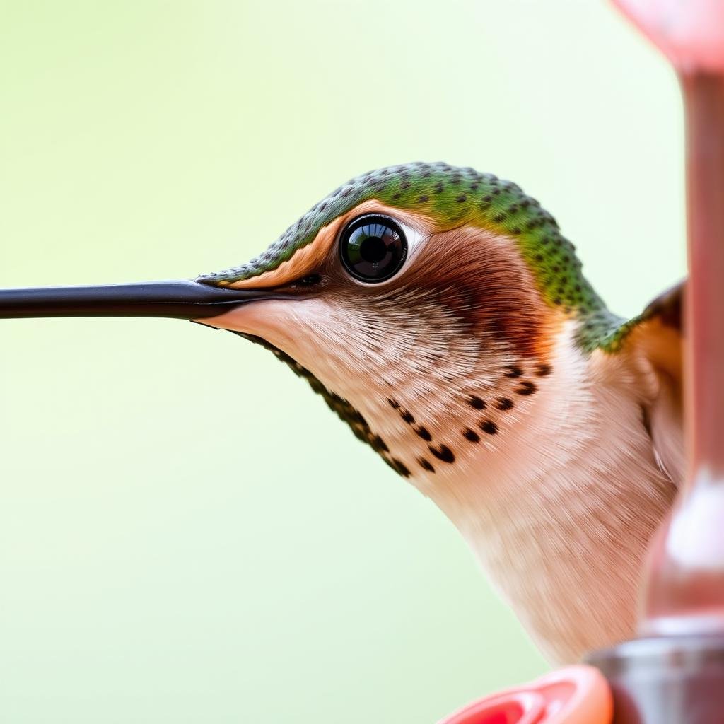 Close-up of the HD camera on a smart hummingbird feeder