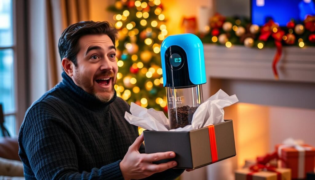 NETVUE by Birdfy AI Smart Bird Feeder being unwrapped as a gift
