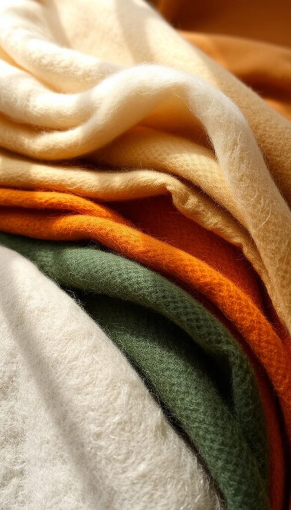 Soft, supple felt in an array of natural hues fills the frame, inviting tactile exploration. Close-up, the fibers appear delicate yet resilient, hinting at their potential to craft a cozy haven. Dappled light casts gentle shadows, creating depth and dimension. Arrange the felts side by side, showcasing their varied textures and tones - from earthy ochres to muted greens, each swatch a canvas waiting to be transformed. A sense of warmth and comfort permeates the scene, guiding the viewer towards the perfect material for their nesting project.